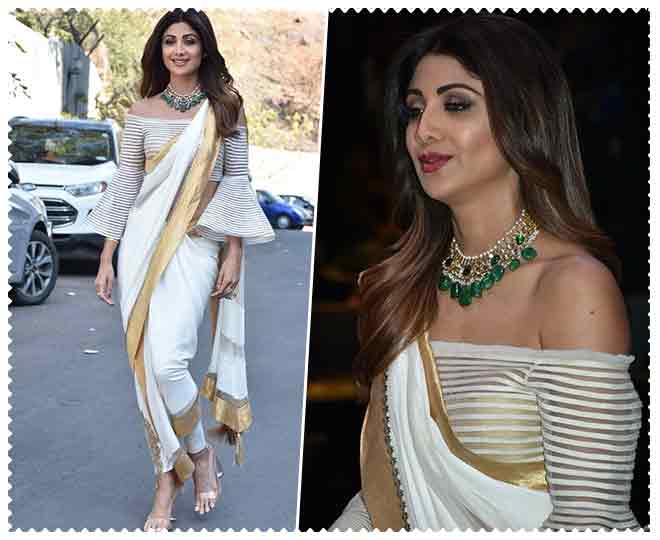 shilpa shetty pant saree