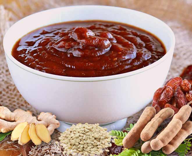 Sweet Tamarind imli laal Chutney inside 