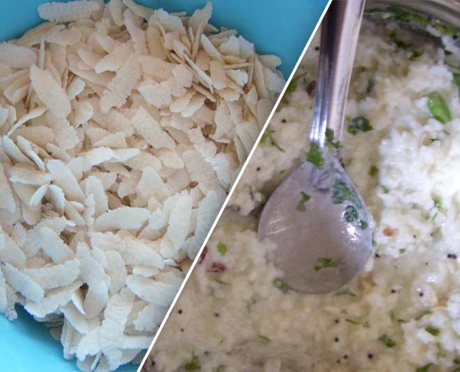 peanut poha chidva pakoda inside 