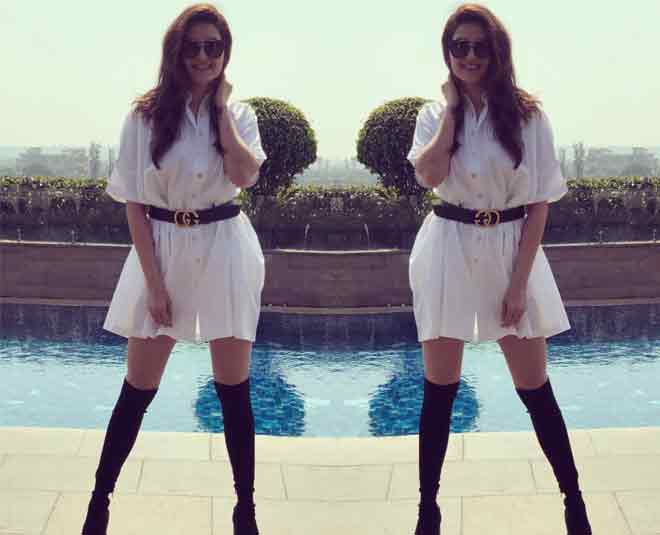 करिश्मा तन्ना का शॉर्ट ड्रेस लुक karishma tanna long height short dress