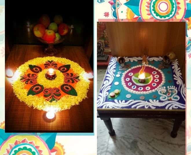 diwali rangoli design table