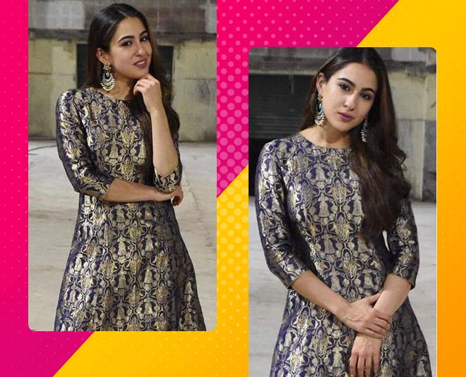 kedarnath actress sara ali khan ethnic looks brocade suit