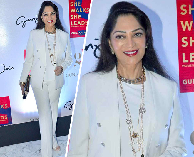 bollywood actress simi garewal formal white suit