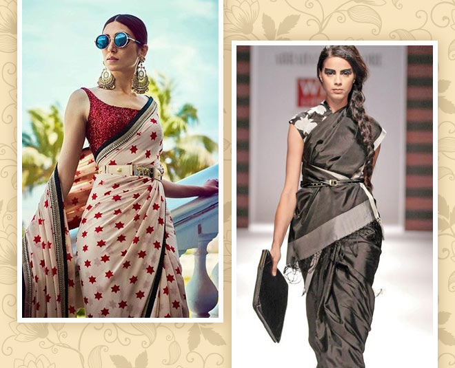 indian women belt fashion saree