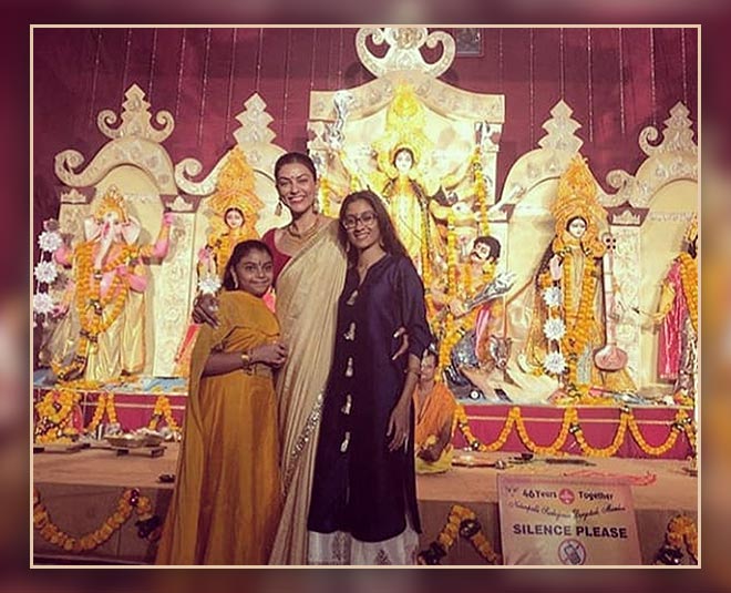 sushmita sen daughters durga pooja pandal
