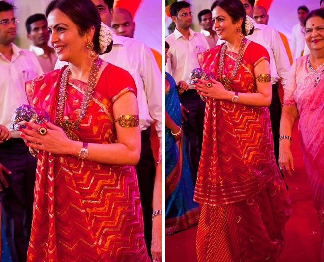 nita ambani red saree mother in law
