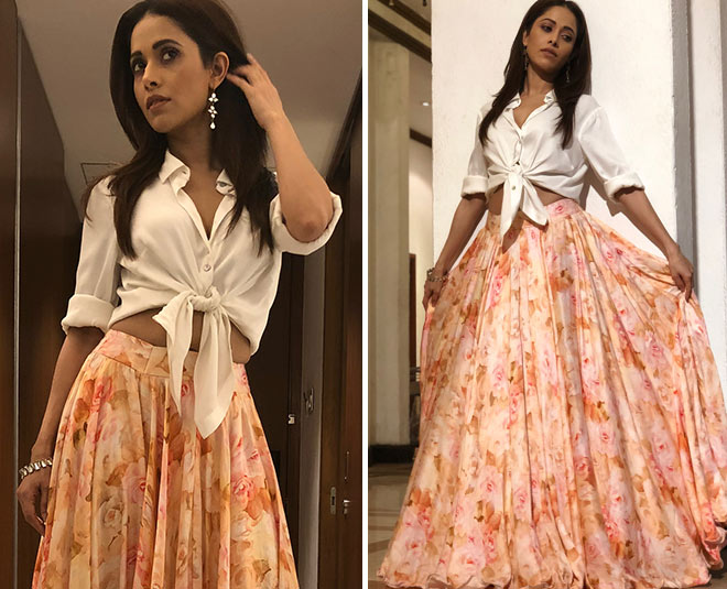nushrat bharucha fashion lehenga skirt