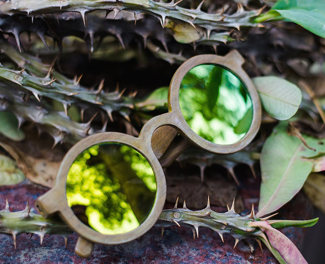 round wooden eyewear