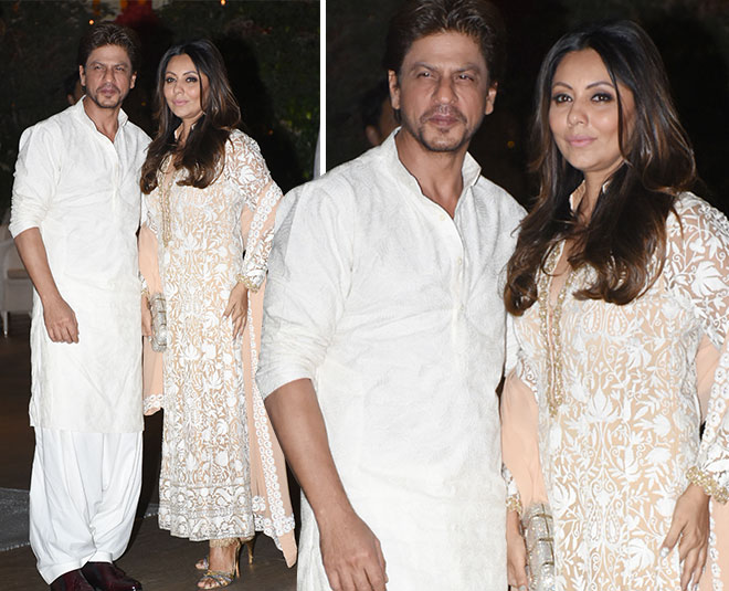 शाहरुख खान अपनी पत्नी गौरी खान के साथ हुए शामिल shahrukh khan gauri khan ganesh pooja inside