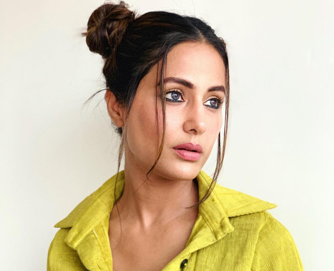 hina khan space buns