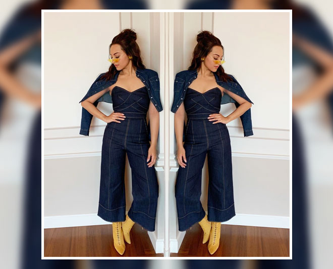 डेनिम जंप सूट की बात है निराली sonakshi sinha summer style inside