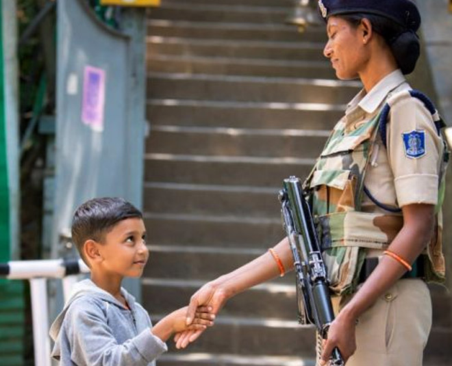 Indian soldier and kids