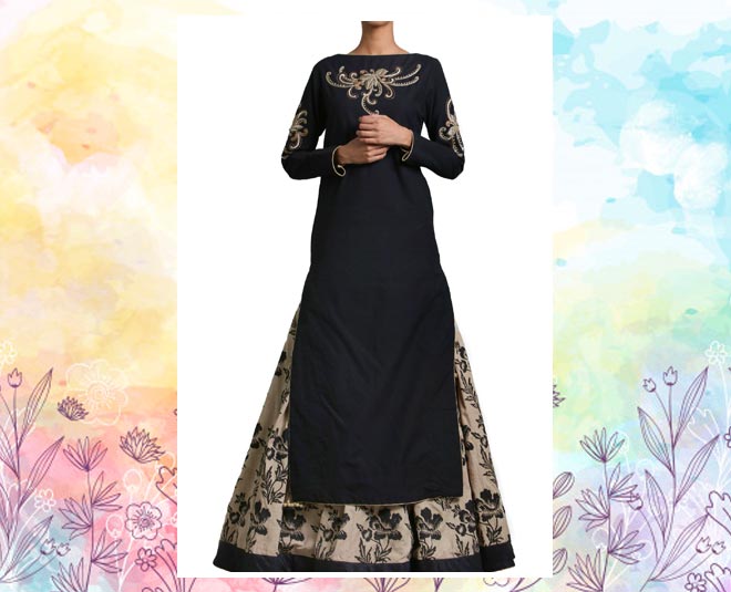 Lehenga with plain kurta