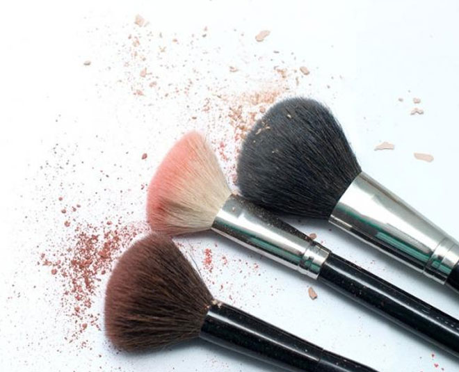 clean makeup  brushes regularly inside 
