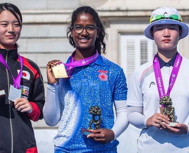 komolika bari third indian archer to hold gold medal inside 
