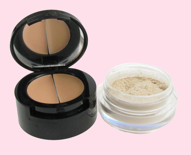 loose powder use to get dense eyelashes inside 