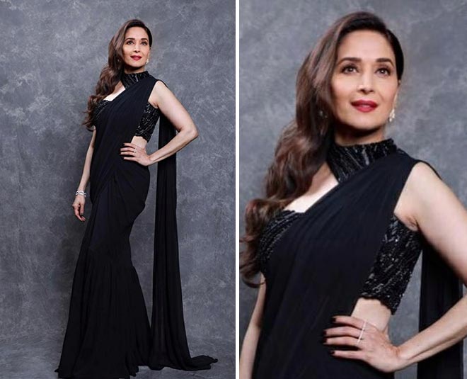 madhuri dixit saree style ideas 