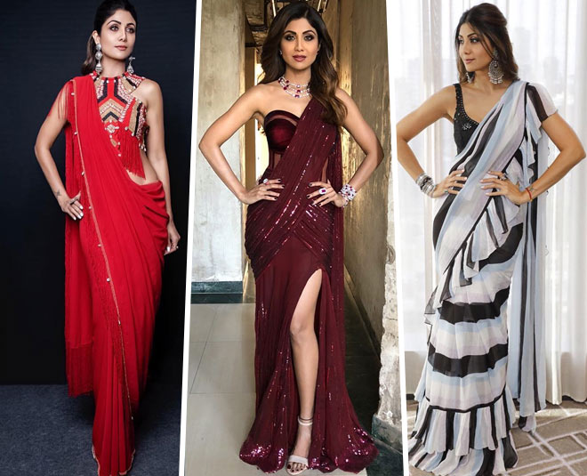 Buy Shilpa Shetty Lace Work Traditional Designer Saree Online