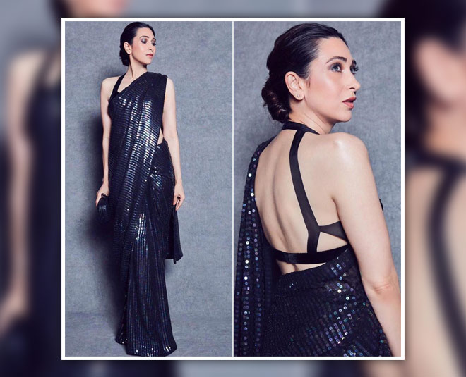 style black saree like karishma kapoor