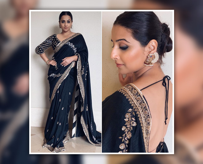 style black saree like vidya balan