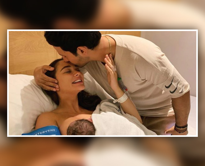 एमि जैक्सॉन और जॉर्ज amy jackson with baby in hospital pic