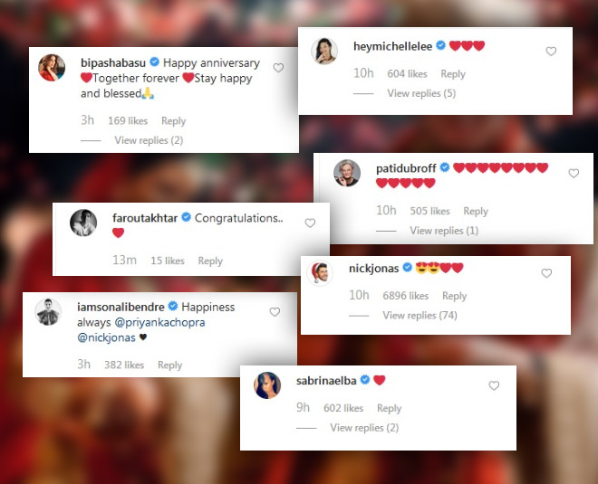 bollywood wishing priyanka nick wedding aaniversary