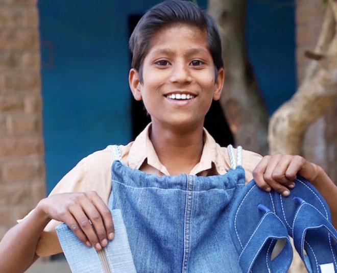 old denim jeans for children school kit inside four