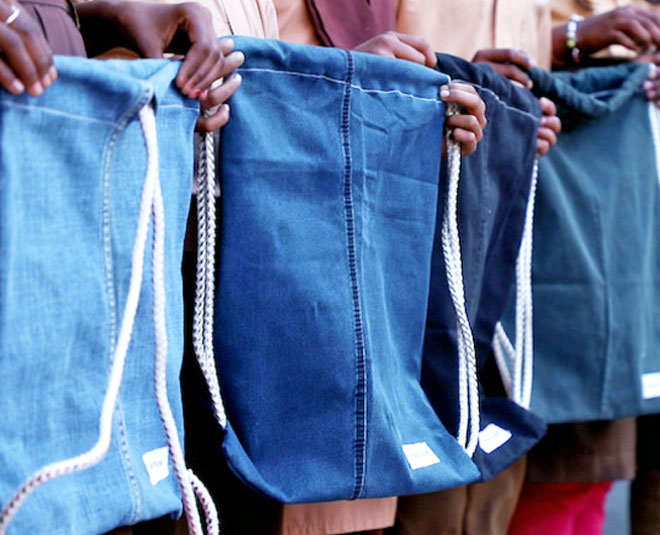 old denim jeans for children school kit inside two