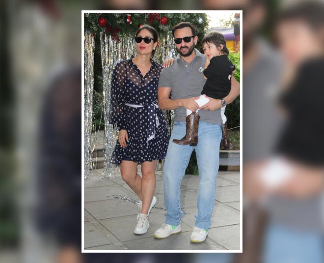फैमिली पोज taimur ali khan birthday photos inside
