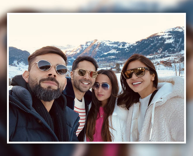 बेस्ट सेल्फी ग्रुप- virat anushka varun natasha switzerland