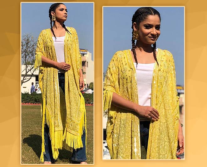Basant panchami  yellow outfits ankita lokhande