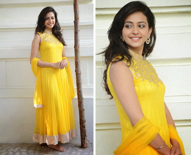 rakul preet singh yellow dress inside