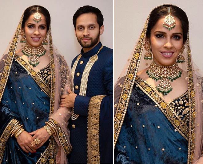 sania nehwal bridal lehenga by fashion designer sabyasachi mukherjee