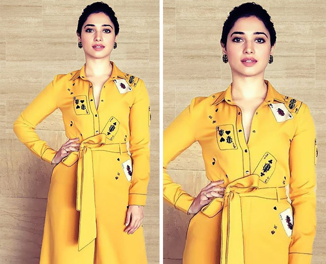 tamana bhatia yellow dress insdie