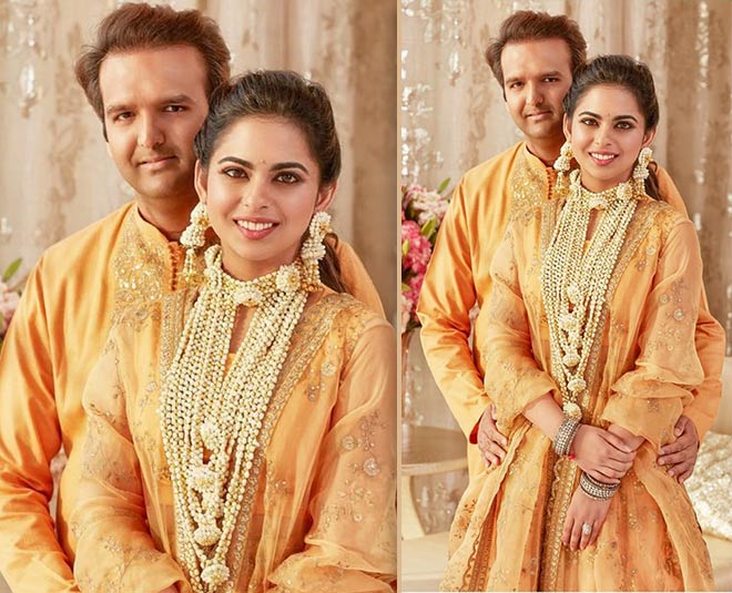 Isha ambani honey colour lehenga haldi look creates new fashion goals  