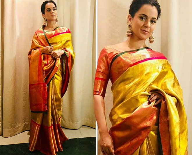 kangana ranaut most stylish kanjivaram saree