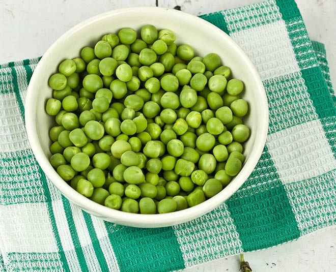 protein rich green peas inside