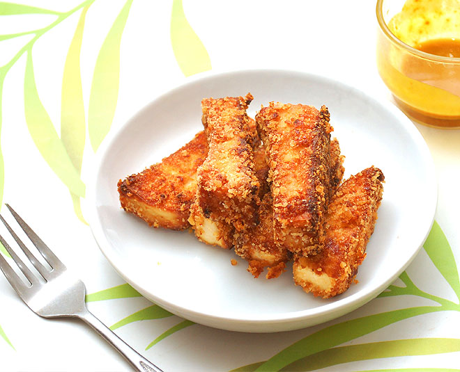 crispy tofu sticks inside 