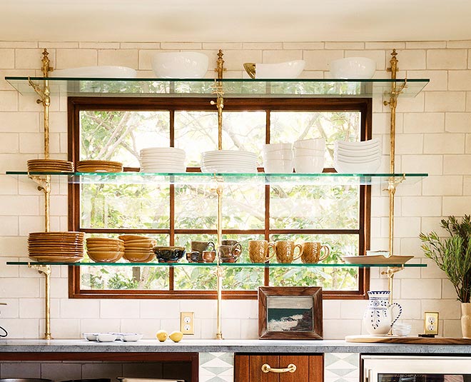 how to use hanging shelves in kitchen inside 
