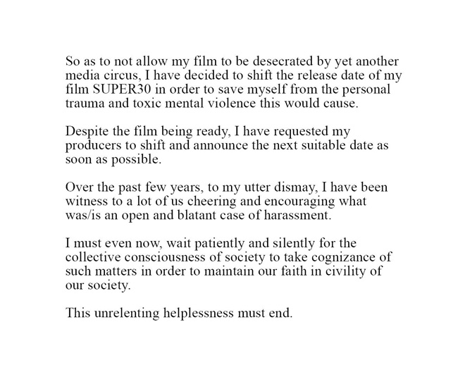 hrithik roshan statement on kangana ranaut inside 