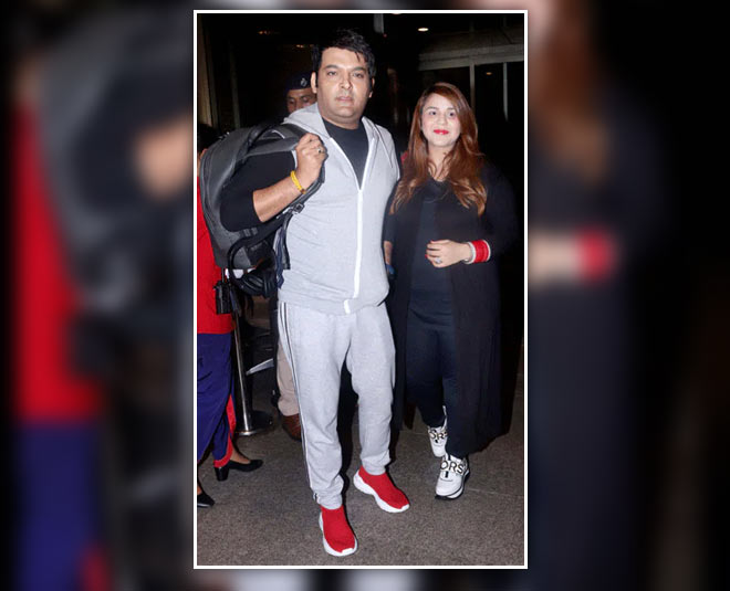 kapil sharma spotted at mumbai airport with wife ginni while going for babymoon inside 