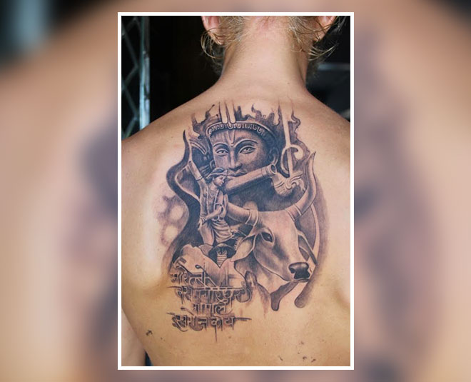 krishna tattoo with cow inside 