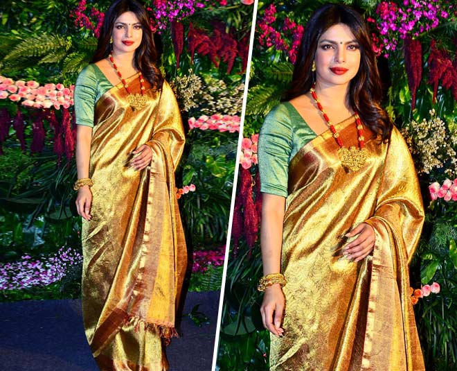 गोल्डन साड़ी में प्रियंका चोपड़ा priyanka chopra dostana saree looks