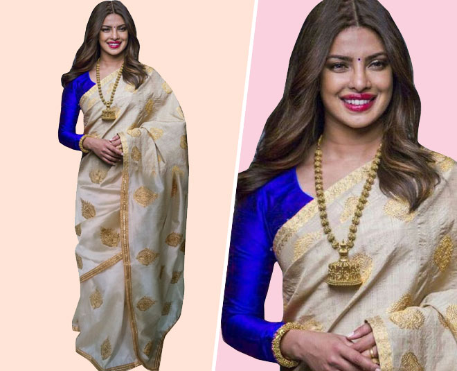 असामी सिल्क साड़ी में प्रियंका चोपड़ा priyanka chopra in fashion designer saree