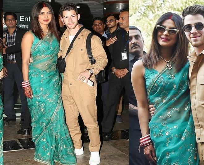 प्रियंका चोपड़ा का न्यूली मैरिड लुक priyanka chopra pink saree fashion