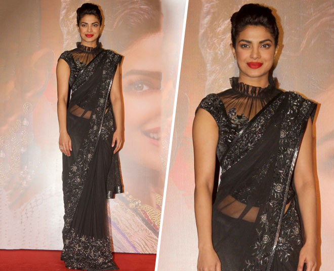 ब्यूटी इन ब्लैक priyanka chopra wedding saree style