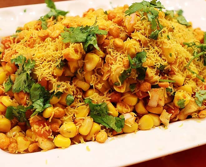 sweet corn potato chaat inside 