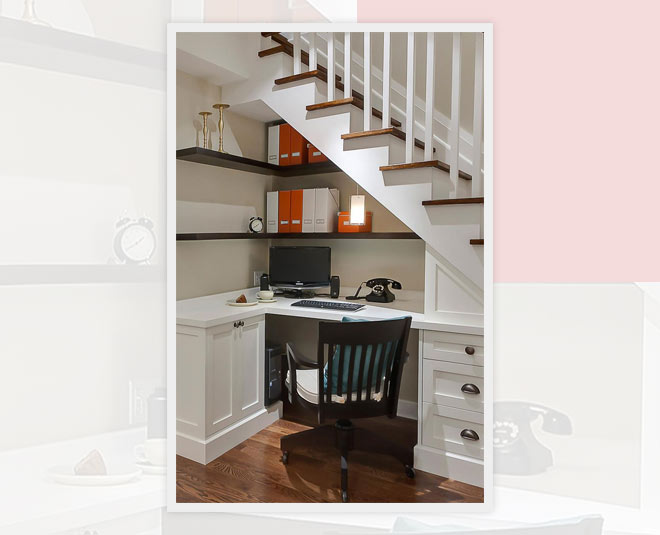 decorate the place under the stairs make office