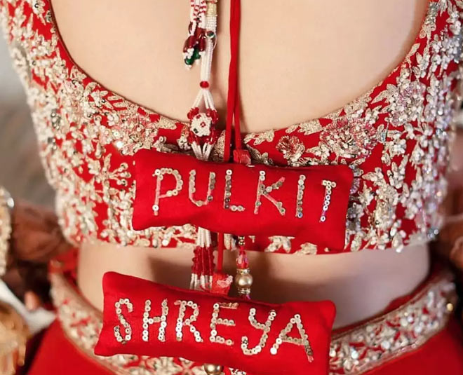 pulkit shreya viral wedding blouse