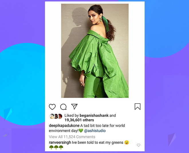 ranveer singh on deepika padukone green dress